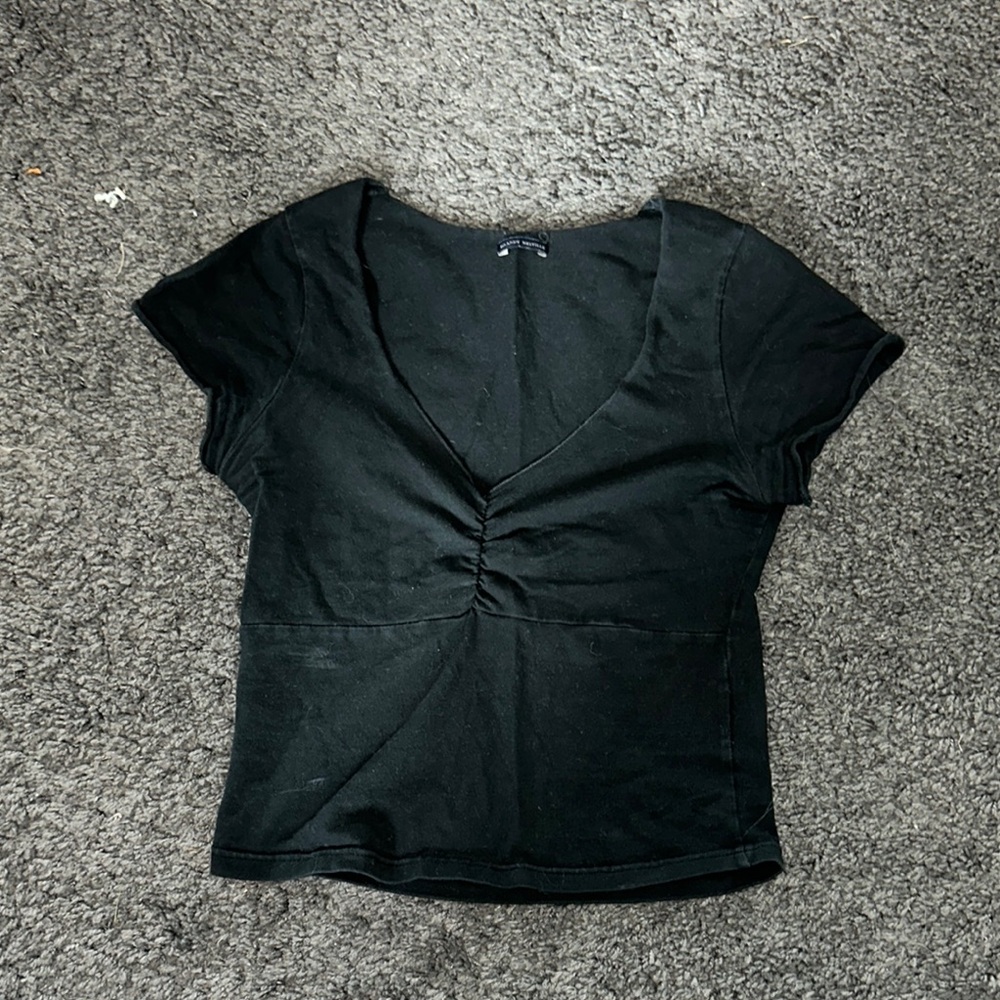 Brandy Melville Black Fitted Tie Front T-Shirt
